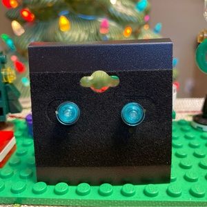 Translucent Blue Lego Earrings